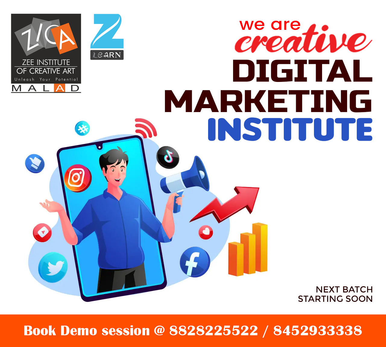 Welcome to Zee Institute of Creative Art (ZICA), where we provide top-notch Digital Marketing Courses in Malad, Mumbai. Are you eager to begin a transformative journey for your career in the digital marketing realm? Look no further! Our Advance Digital Marketing courses are meticulously designed to furnish you with the essential skills and knowledge required to excel in today's fiercely competitive digital landscape. At ZICA Animation Institute- Digital Marketing Institute in Malad, ZICA Animation Institute's Borivali Branch is among the best institutes for learning 2D and 3D Animation, Visual Effects, Gaming, Graphic Design and Digital Marketing Courses in Mumbai. We welcome students from all over Mumbai, including Borivali, Kandivali, Virar, Nalasopara, Vasai, Mira Road, Dahisar, and beyond. Additionally, we offer placement assistance along with our Advance Digital Marketing Course and provide details about the course fees, ensuring a comprehensive learning experience in digital marketing classes.